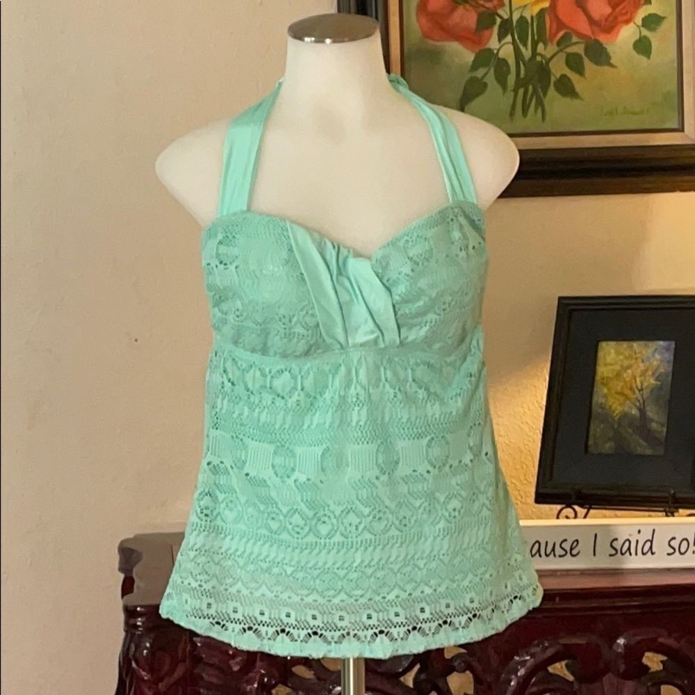 Antonio Melani mint green lace bathing suit top